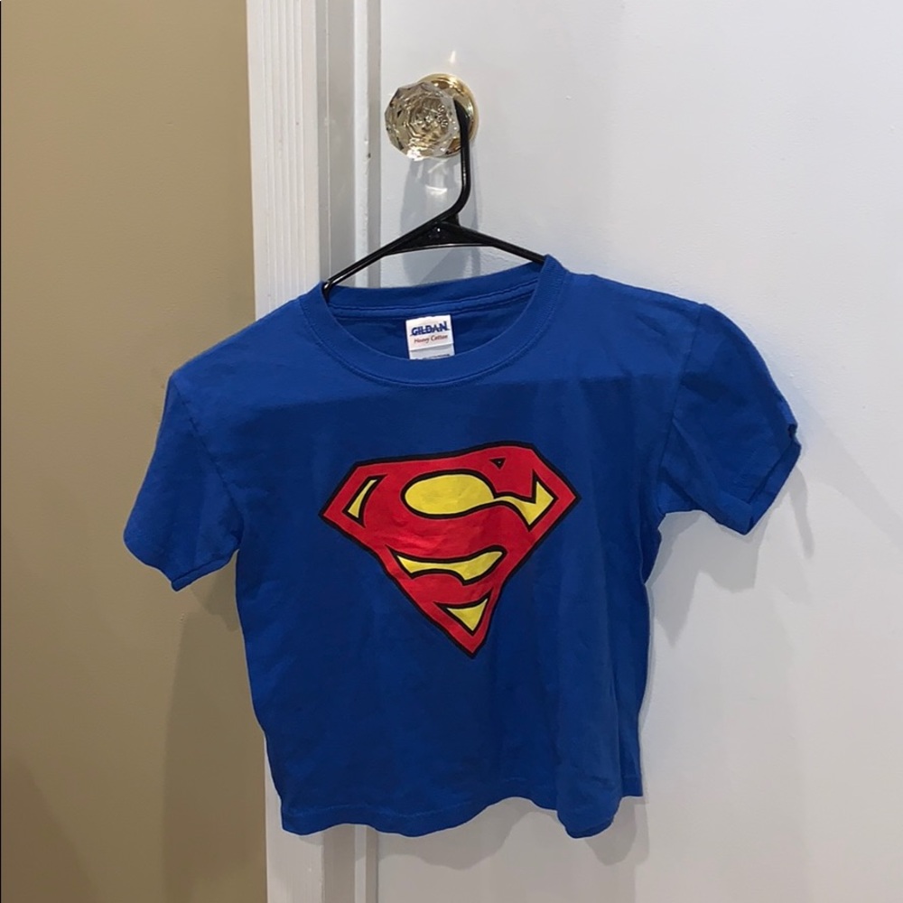 blue superman cropped tee
